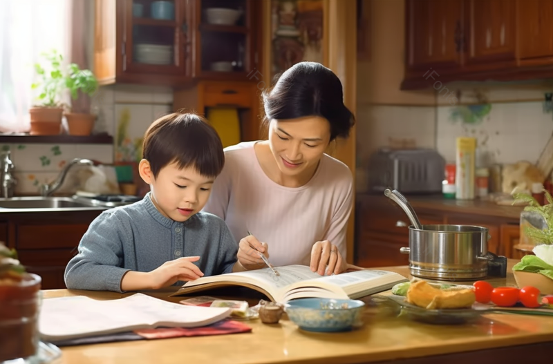 和谐家庭生活学生写作业辅导功课,高清,摄影图,摄影图片,图片大全,摄影图免费下载